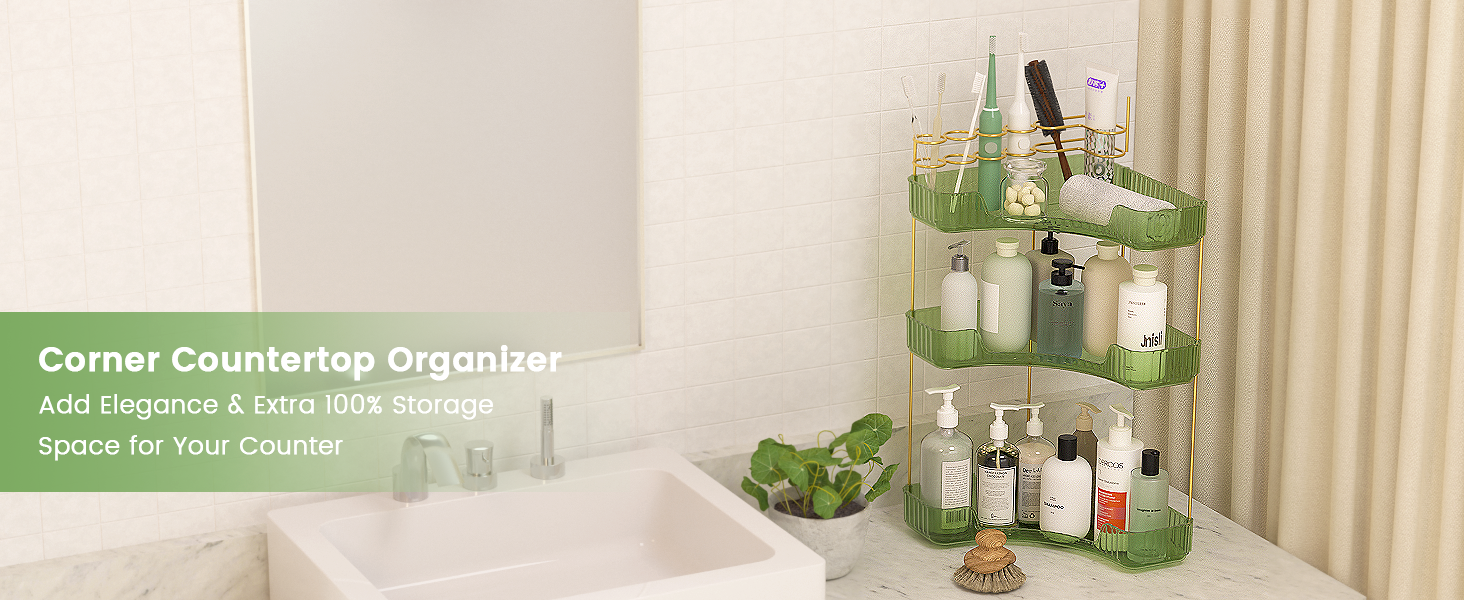 Corner Counter Storage for Bathroom