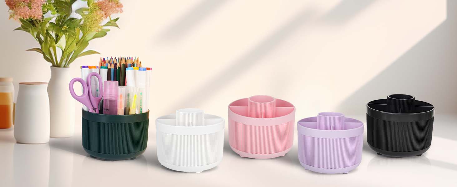 pink black white beige green pen holder