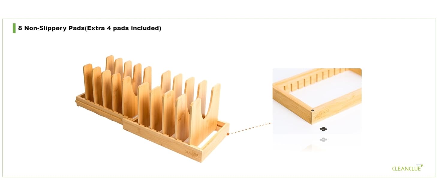 Bamboo Pot and Pan Lid Organizer Cookie Sheet Baking Pan Tray Organizer inside Kitchen Cabinet Rack