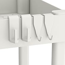 Under Sink Organizer Bathroom Storage Rack with Hooks for Bathroom Kitchen, White