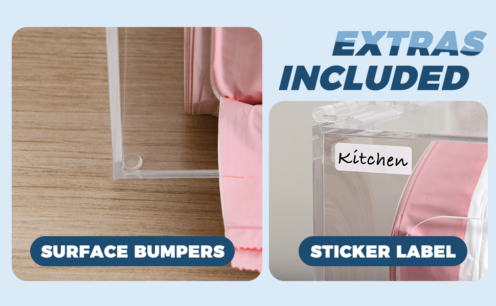 Includes tabletop countertop surface rubber bumpers sticker labels identify easy