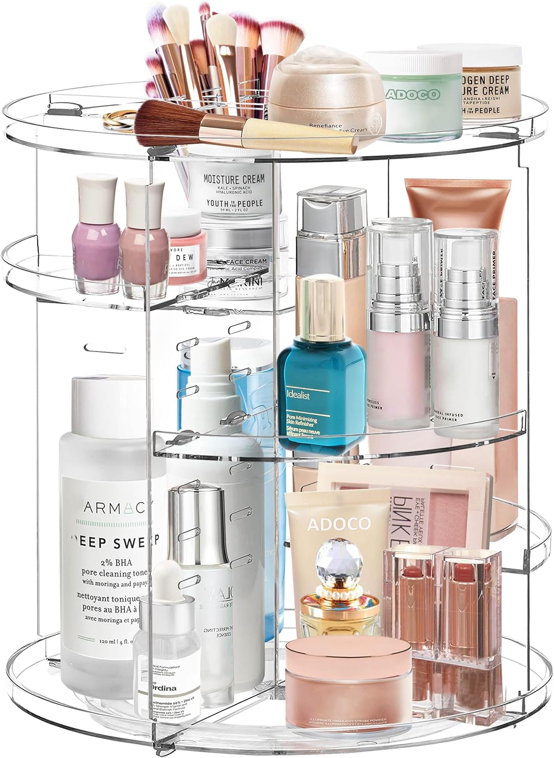360° Rotating Makeup Organizer Countertop,Adjustable Skincare Vanity Organizers Cosmetic Case,Large Capacity Perfume Organizer Makeup Organizers and Storage for Vanity,Bathroom (Clear)