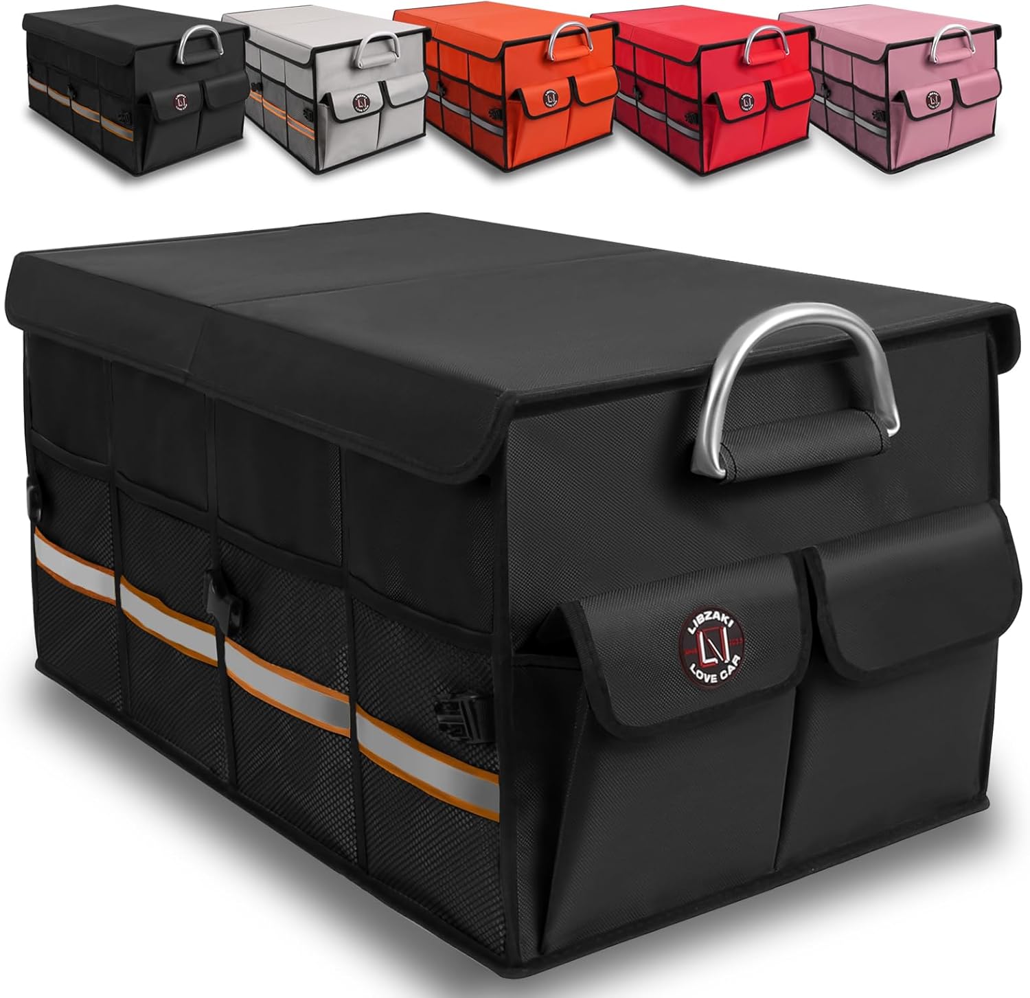Car Trunk Organizer, Cargo Organizer SUV Trunk Storage Non Slip Bottom Waterproof Collapsible Durable Multi Compartments-(Standard,Black)