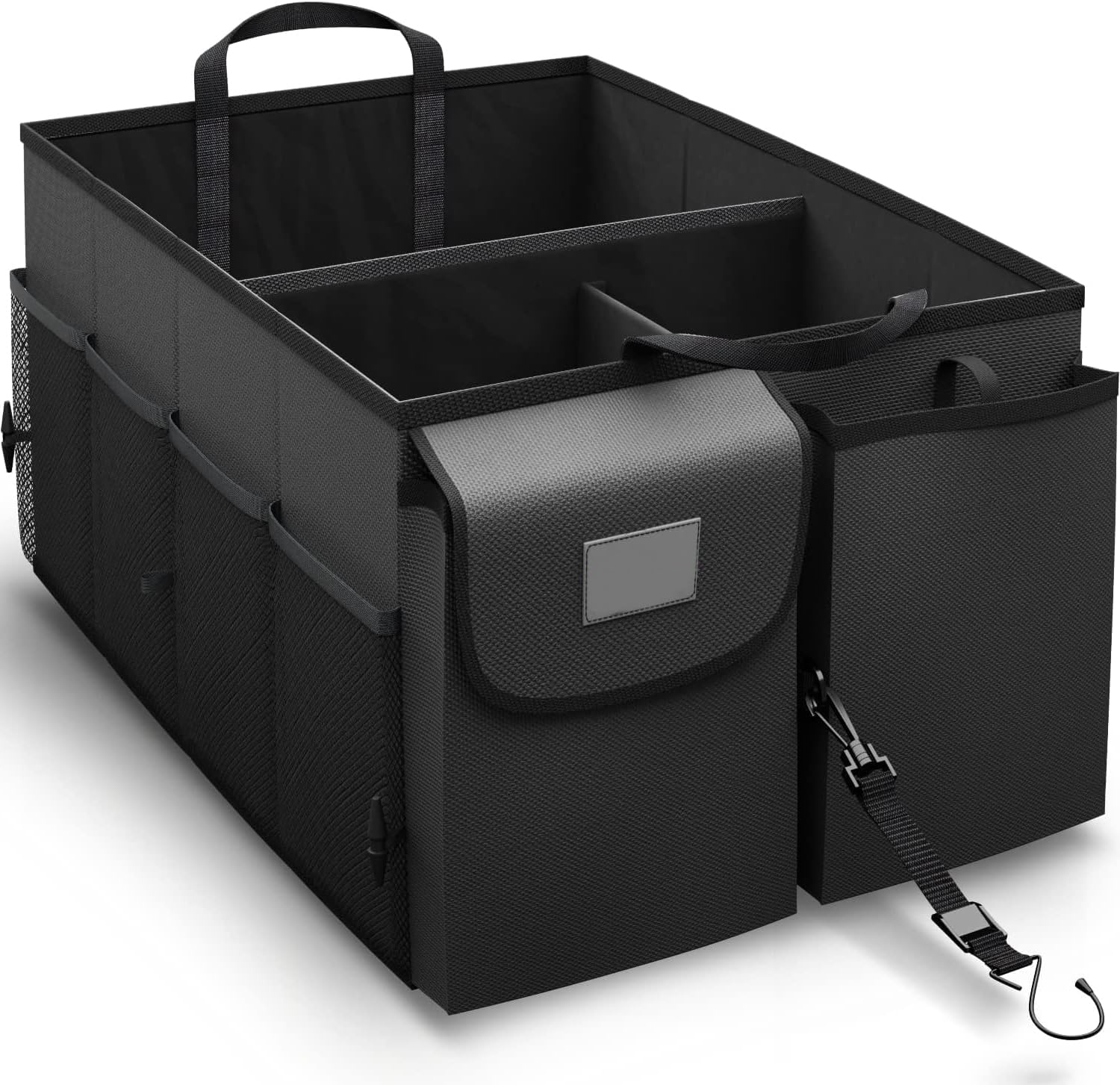 Collapsible Car Trunk Organizer - SUV & Car Storage, Multi-Compartment, Black