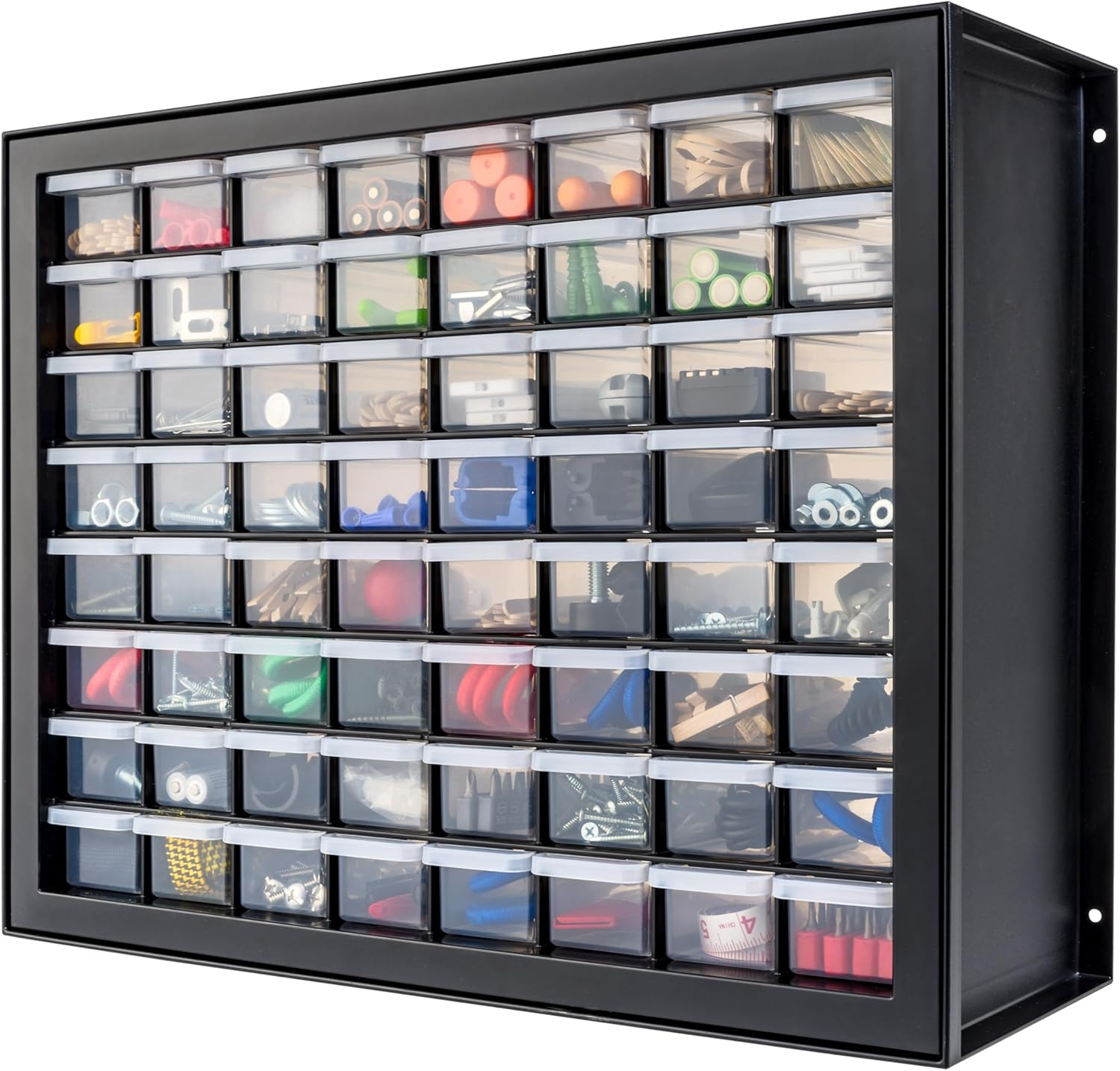 IRIS USA Bead Organizer Storage Bin Drawer Cabinet, 64-Drawer Plastic Organization Chest for Screws Bolts Nails Hardware Small Parts Electronics Charm Tools Scrapbook Art Craft Hobby Supplies - Black