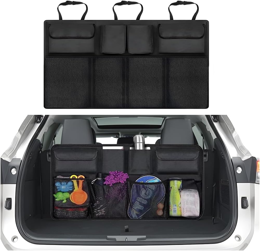 Mandark Car Trunk Organizer, Space Saving Vehicle Backseat Hanging with 8 Large Pockets, Automotive Interior Cargo Organization Storage Bag Accessories, Universal for SUV, Truck, Van