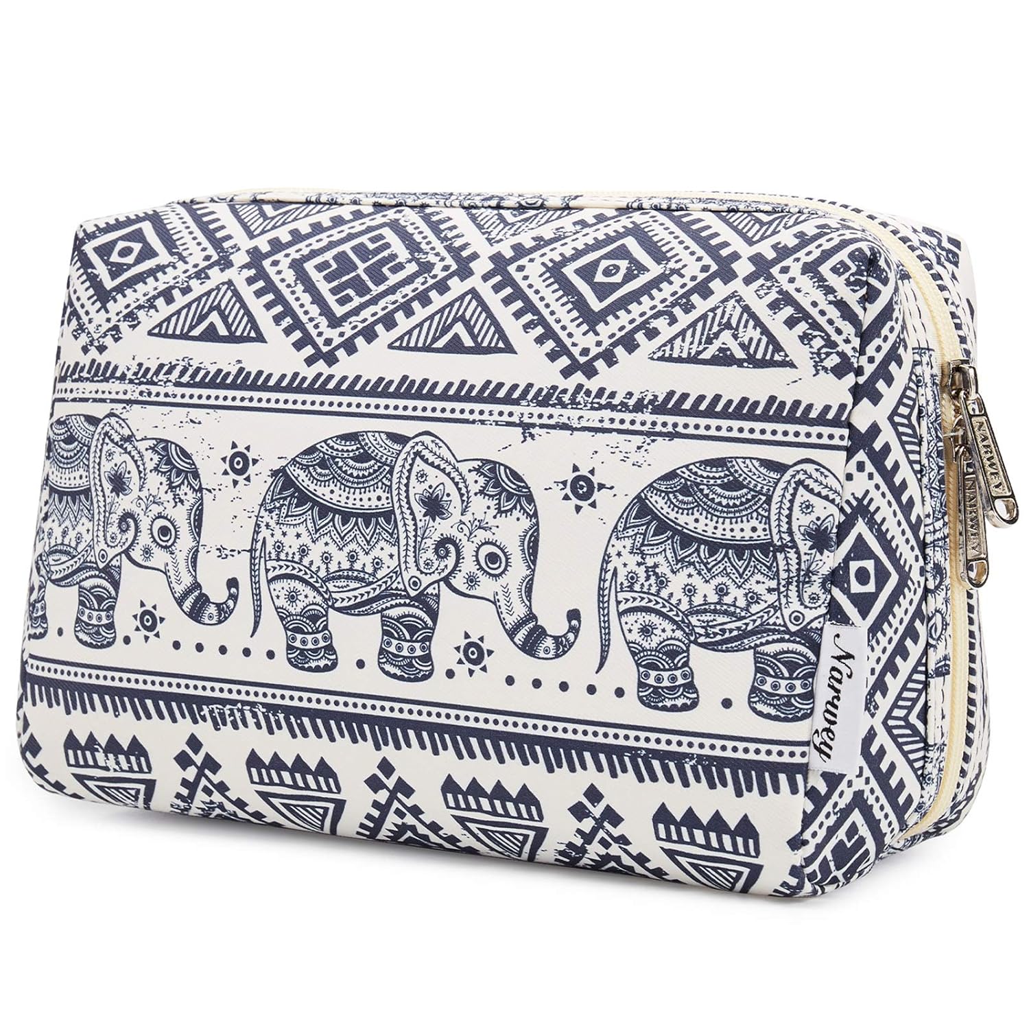 Narwey Cute Makeup Bag Travel Cosmetic Bag Organizer Toiletry Bag Make Up Bags with Compartments for Women Girls (Large, Elephant)