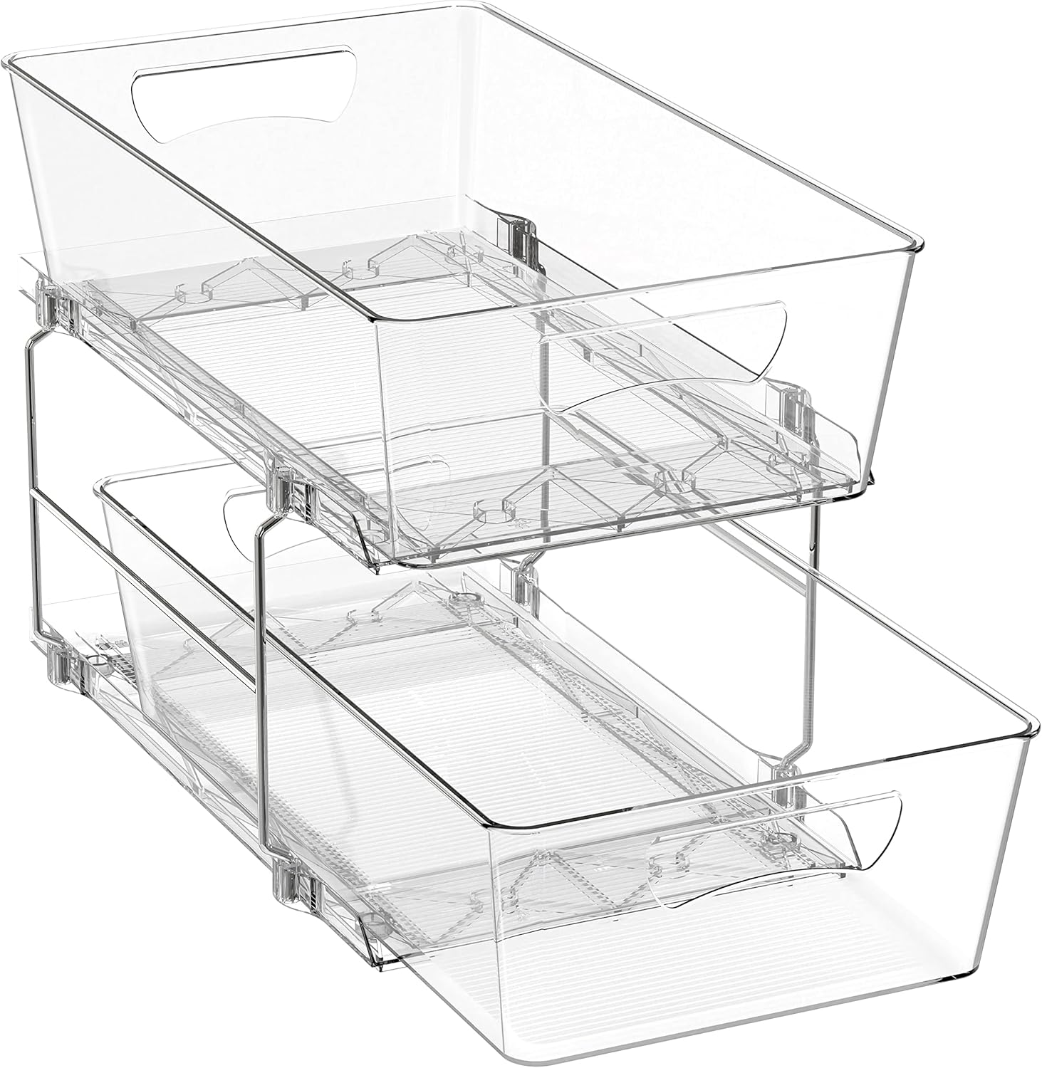 Simple Houseware 2 Tier Basket Drawer Cabinet Pull-Out Organizer, Clear