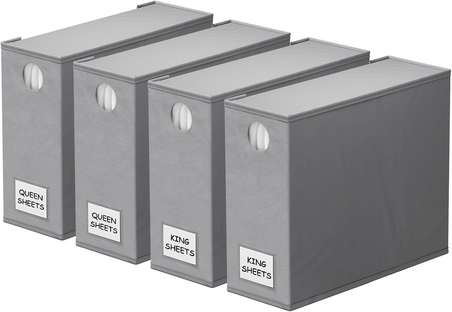 SpaceAid 4 Pack Bed Sheet Organizers and Storage, Foldable Sheet Organizer for Linen Closet, Sheets Set Folder Keeper with Window XL (Queen & King Size) Organizing Bedding Container, Gray
