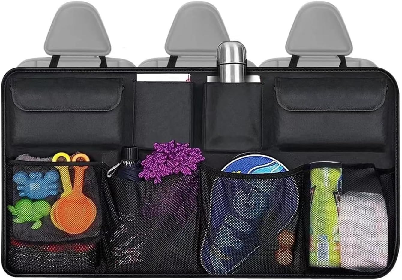 Trunk Organizer with 8 Storage Pockets, 1 Pack Rear Seat Organizer Keep SUV, MPV, TRUCK Organized & Tidy, Travel Accessories, Space Saver