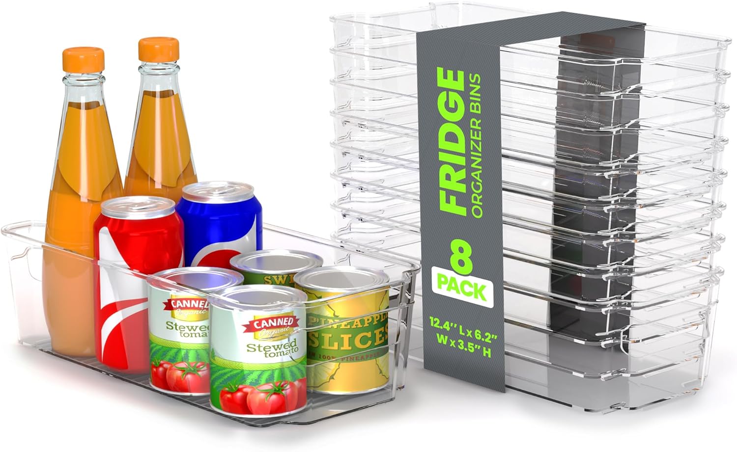 Utopia Home - Fridge Organizer Bins - Refrigerator Organizing Bins - Pantry Organizers & Storage - Stackable for Home & Kitchen Pantry Organization - Clear Plastic Containers (8 Pack)