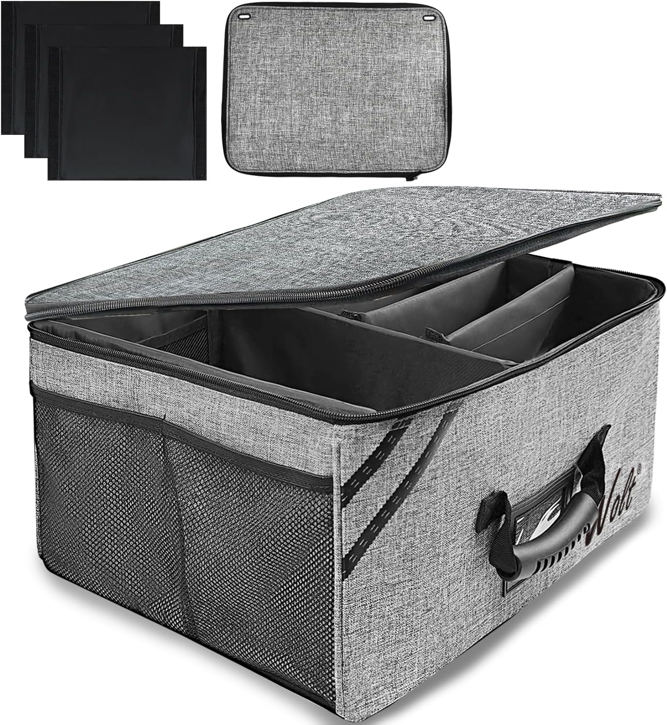 WOLT Car Trunk Organizer with Lid, Collapsible Multi Compartment SUV Organizer with Non-Slip Base Adjustable Straps