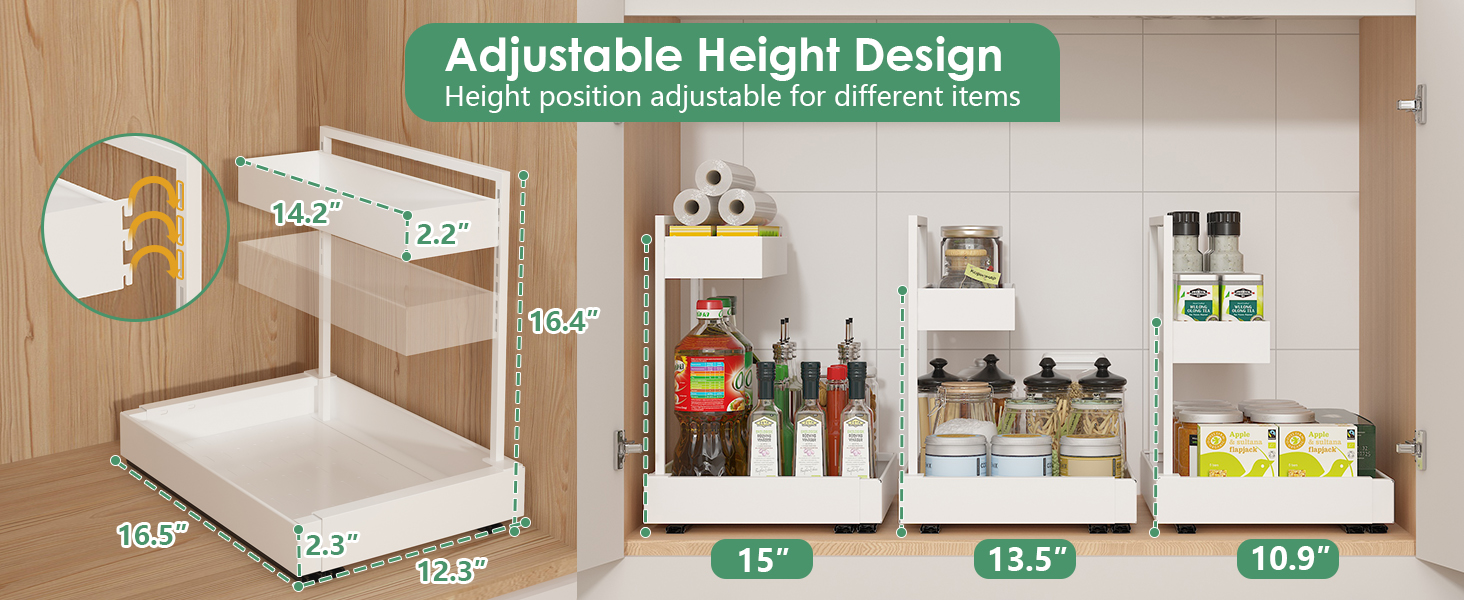 height adjustable under sink organizer