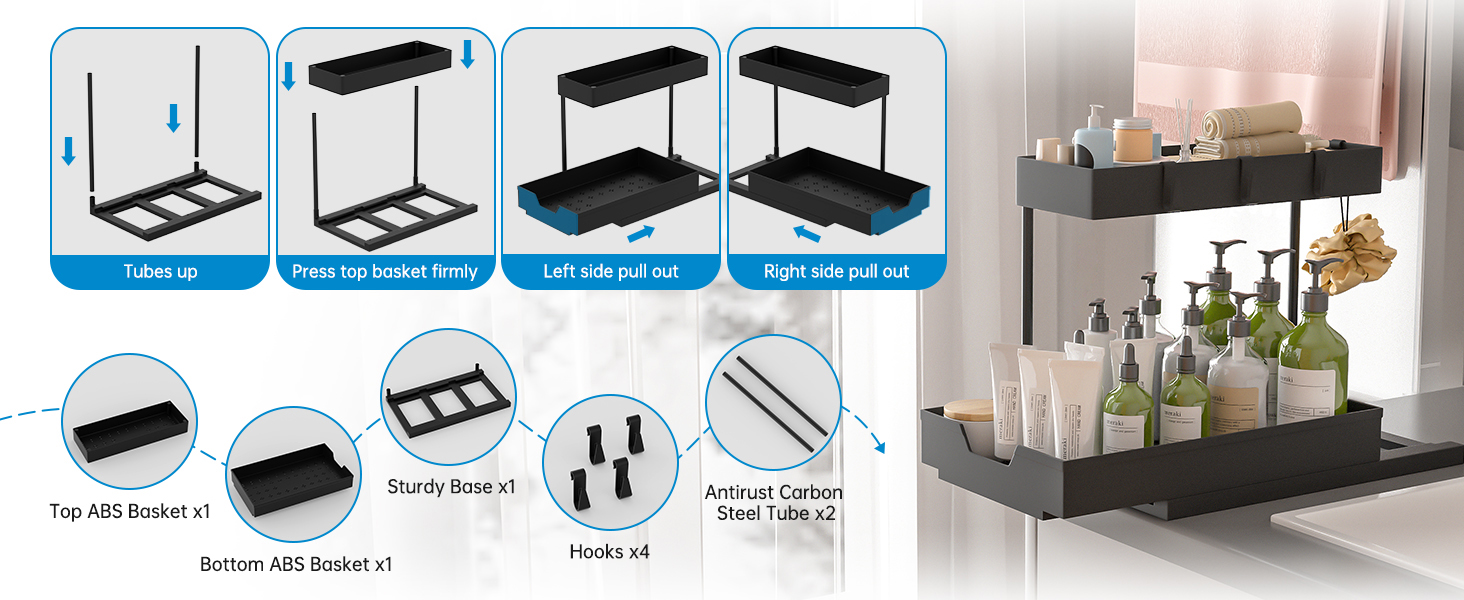 Sliding L-Shape Cabinet Organizers