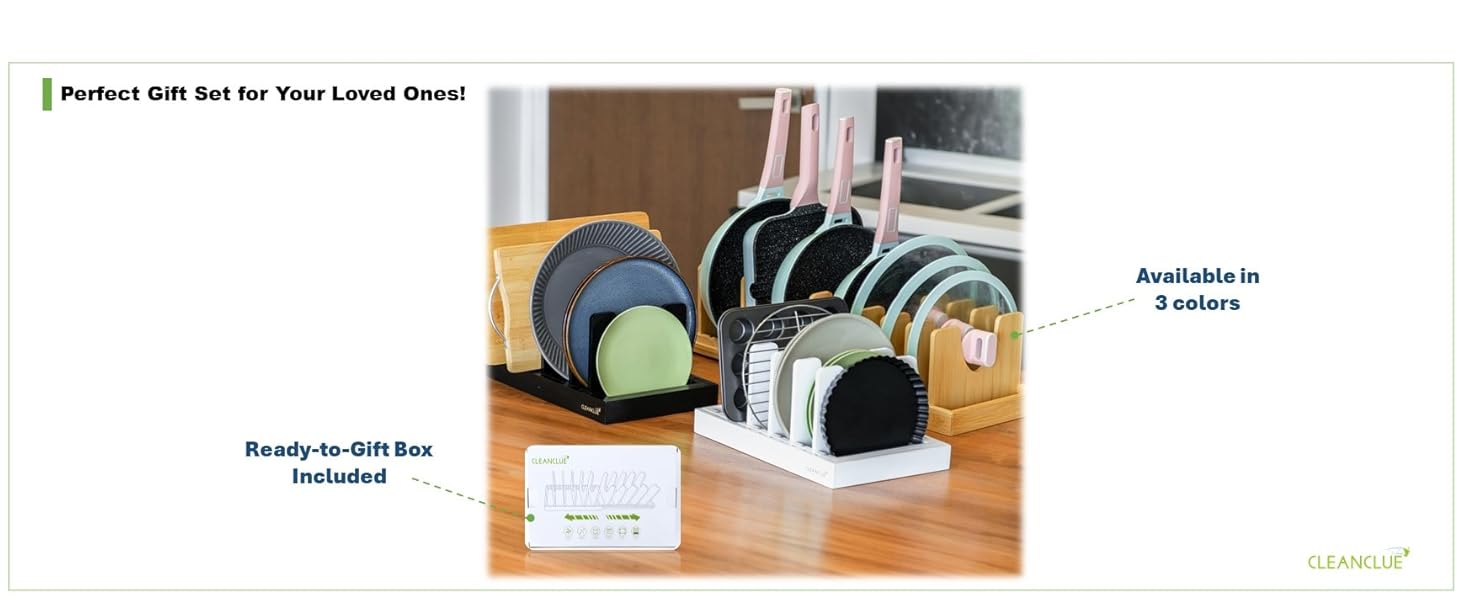 Bamboo Pot and Pan Lid Organizer, Cookie Sheet Baking Pan Tray Organizer inside Kitchen Cabinet Rack