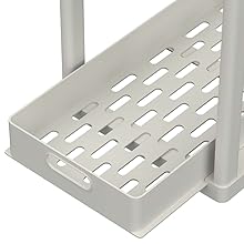 Under Sink Organizer Bathroom Storage Rack with Hooks for Bathroom Kitchen, White