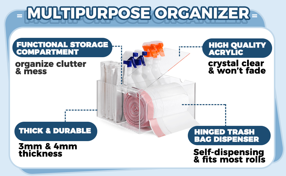 Crafted premium quality clear acrylic large trash bag box designed fit under sinks countertops