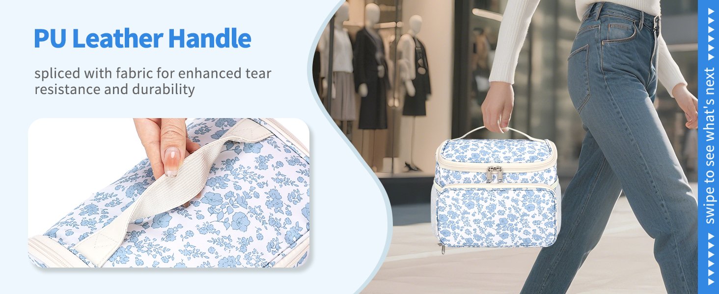 PU Leather Handle - spliced with fabric for enhanced tear resistance and durability