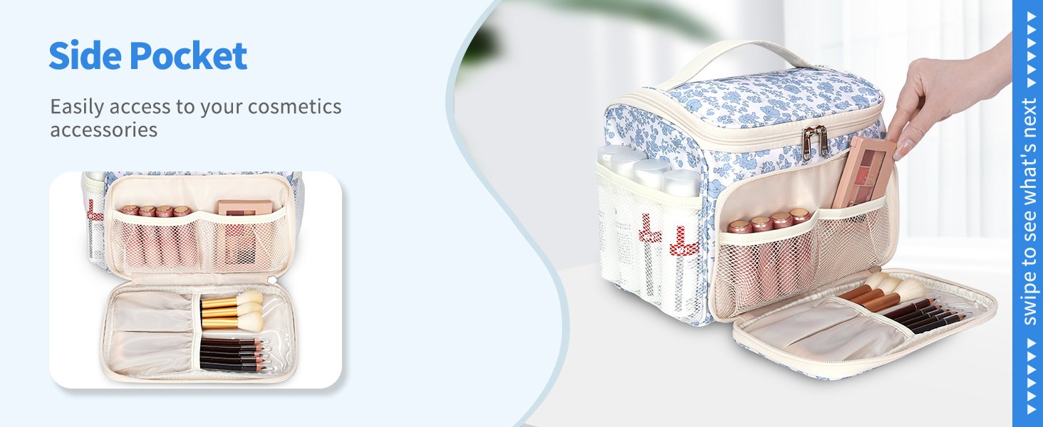 Multi-slots for brushes, eyebrow-pencil, lipliner, lipstick, etc.