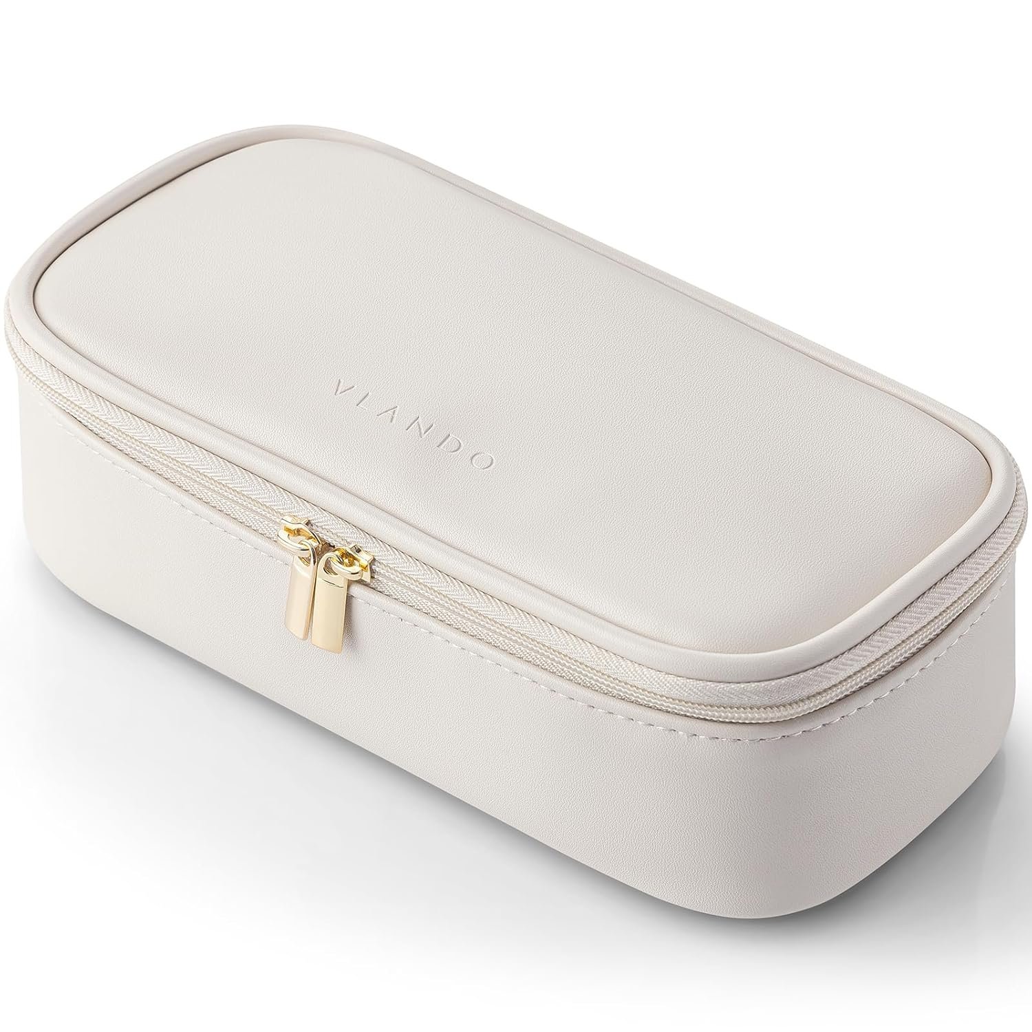 Vlando Travel Makeup Bag,Small Makeup Pouch Cosmetic Bag for Women Makeup Organizer Bag Gifts for Women Girlfriend Teacher Mom Brithday Gifts-White