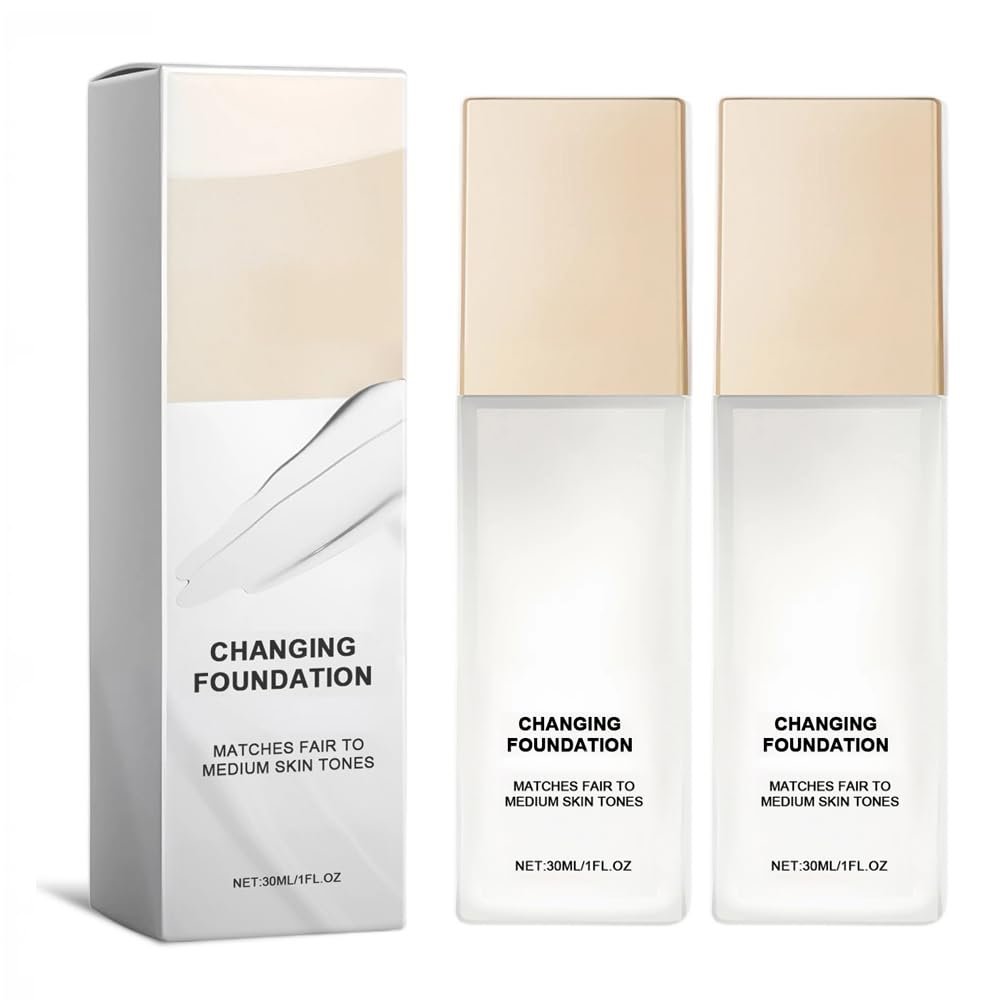 Color Changing Foundation for Mature Skin, Flawless Coverage, Lightweight Formula, Adapts to Skin Tone, Suitable for All Skin Types (2 PCS)