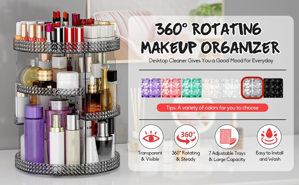 grey makeup organizer