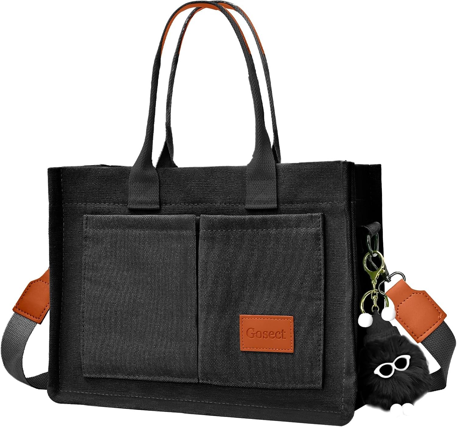 Canvas Tote Bag for Women With Pockets, Laptop Work Crossbody Purses Everything Shoulder Tote Bag Everyday Satchel Handbags