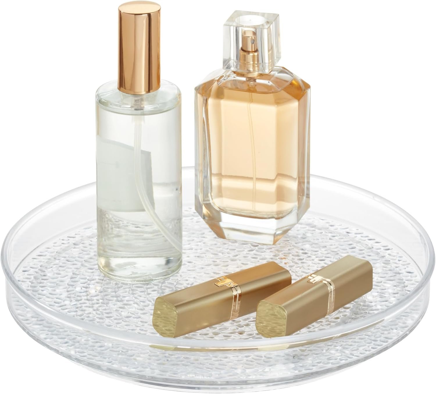 iDesign The Rain Collection Lazy Susan Turntable Organizer, 9" x 9" x 1.5", Clear