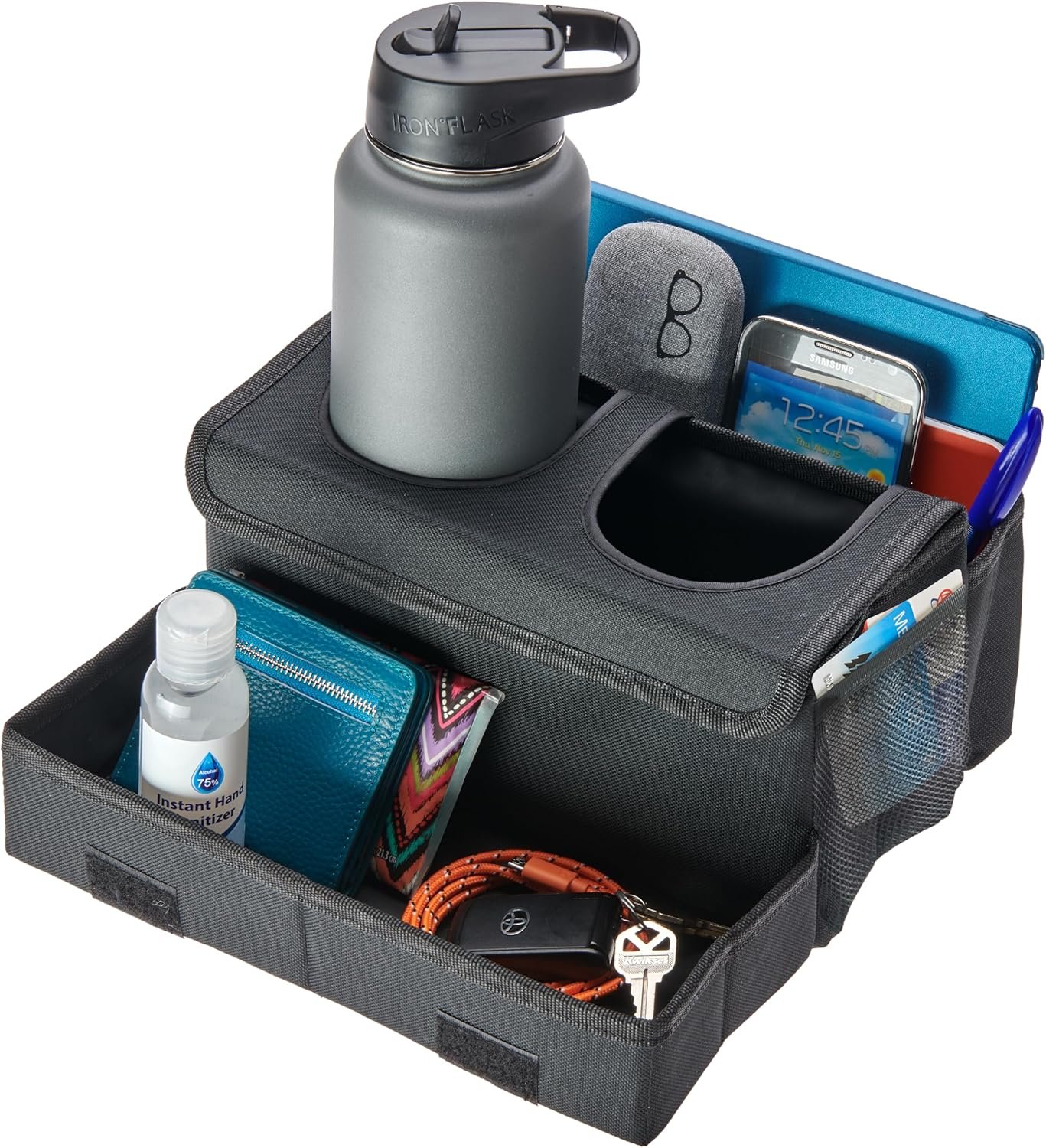 High Road CarHop Jr - Car Organizer with Cup Holders and Storage or Eating Tray for Car - Front Seat Organizer for Drivers and Back Seat Organizer for Kids and Adults